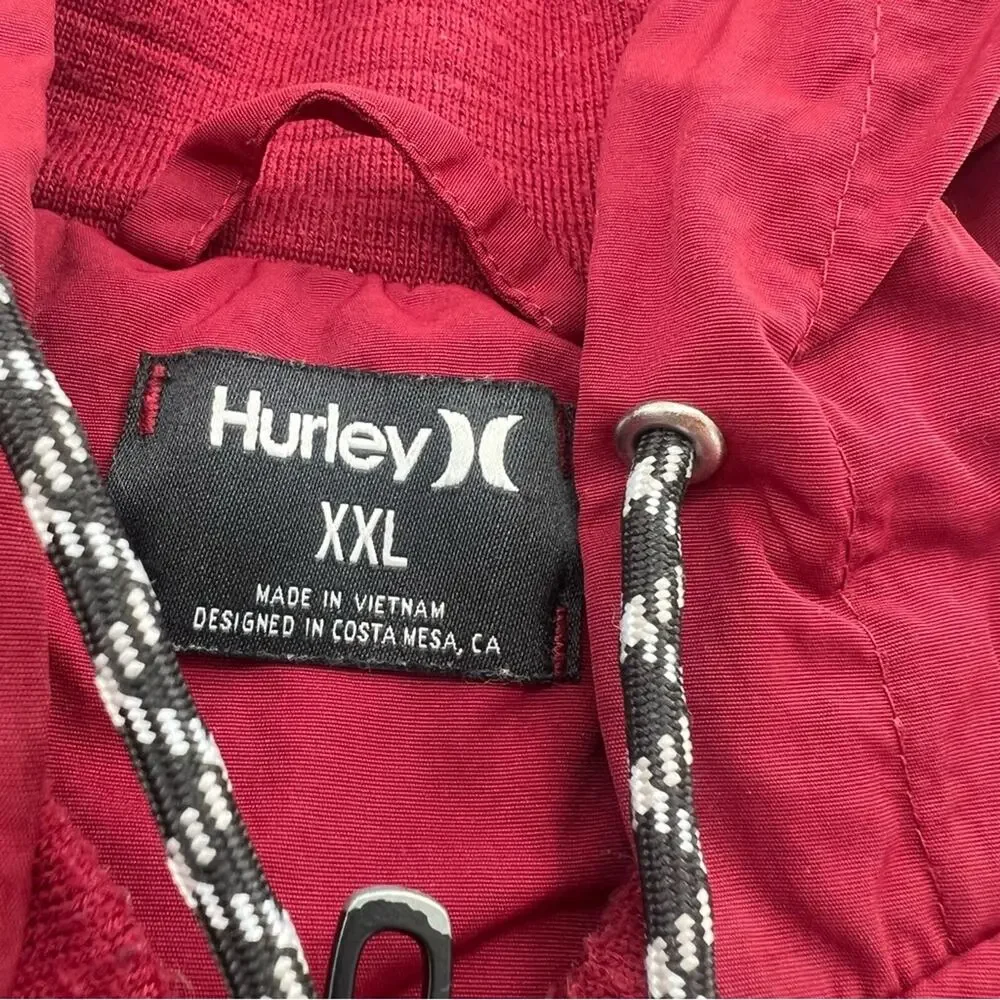 Hurley Men’s Garrison Softshell Hooded Jacket Red Windbreaker Rain Jacket XXL